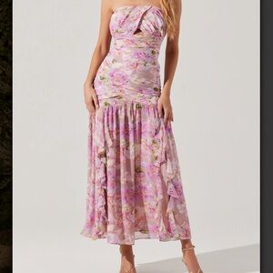ASTR The Label Floral Strapless Maxi Dress